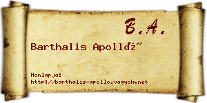 Barthalis Apolló névjegykártya